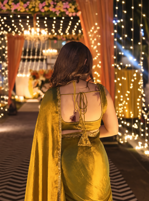 Riyasat Studio - Golden Shine Soft Chiffon Saree with Blouse Piece